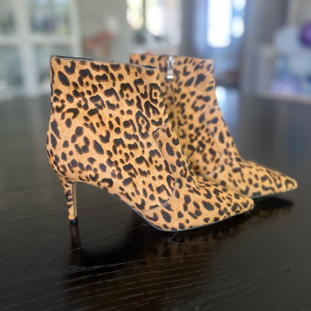 Halogen Leopard Print Pointed Toe Ankle Boots - C… - image 6